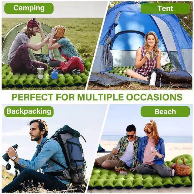 Alt view image 5 of 6 - FstNiceTed Double Air Mattress with Pillow, Built-in Foot Pump, 4-inch Camping Air Mattress, for Backpacking, Hiking, Traveling, Tent