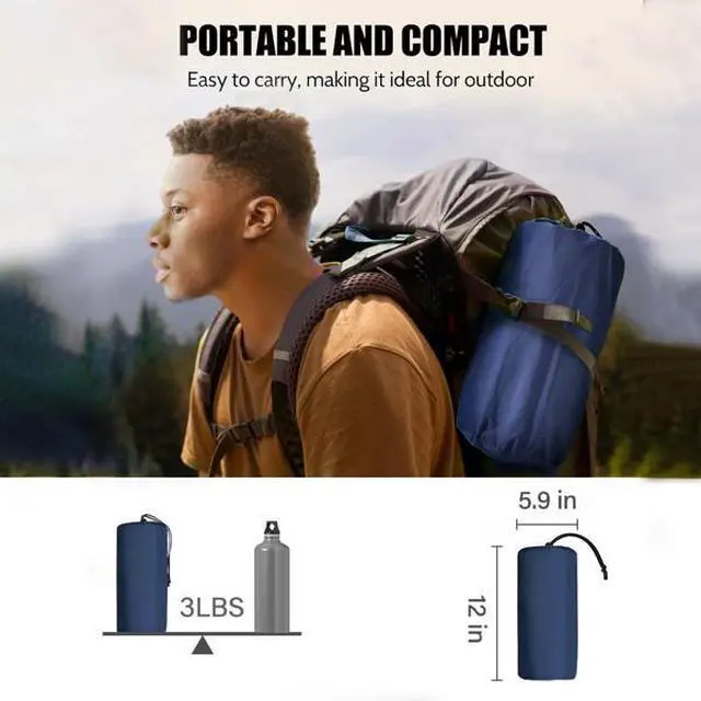 Alt view image 4 of 6 - FstNiceTed Double Air Mattress with Pillow, Built-in Foot Pump, 4-inch Camping Air Mattress, for Backpacking, Hiking, Traveling, Tent