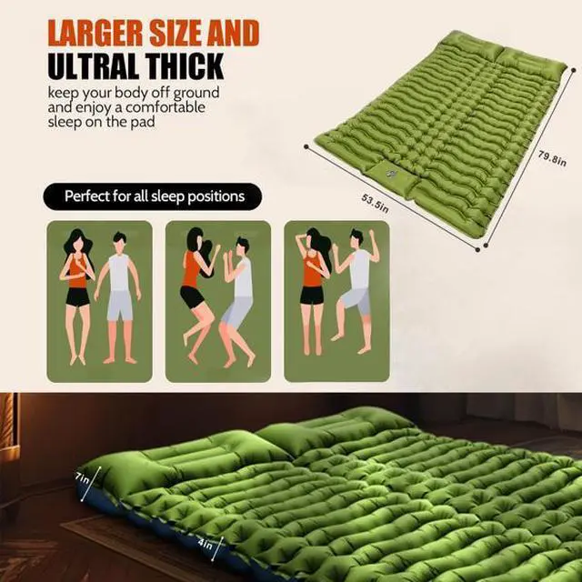 Main image of FstNiceTed Double Air Mattress with Pillow, Built-in Foot Pump, 4-inch Camping Air Mattress, for Backpacking, Hiking, Traveling, Tent