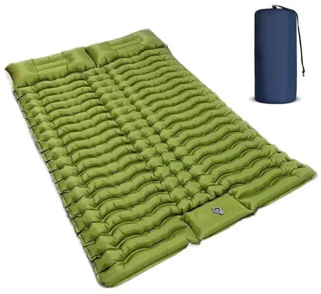 Alt view image 2 of 6 - FstNiceTed Double Air Mattress with Pillow, Built-in Foot Pump, 4-inch Camping Air Mattress, for Backpacking, Hiking, Traveling, Tent