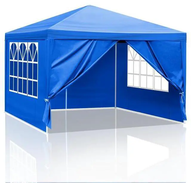 Alt view image 5 of 7 - FstNiceTed 10'x10' Gazebo Waterproof Outdoor Canopy Patio Tent Party Tent for Wedding BBQ Cater, Blue