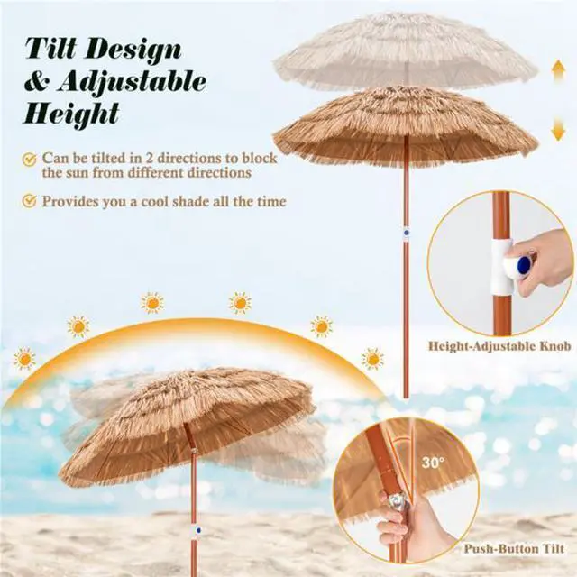 Alt view image 7 of 7 - FstNiceTed 6 foot portable beach umbrella with adjustable tilt