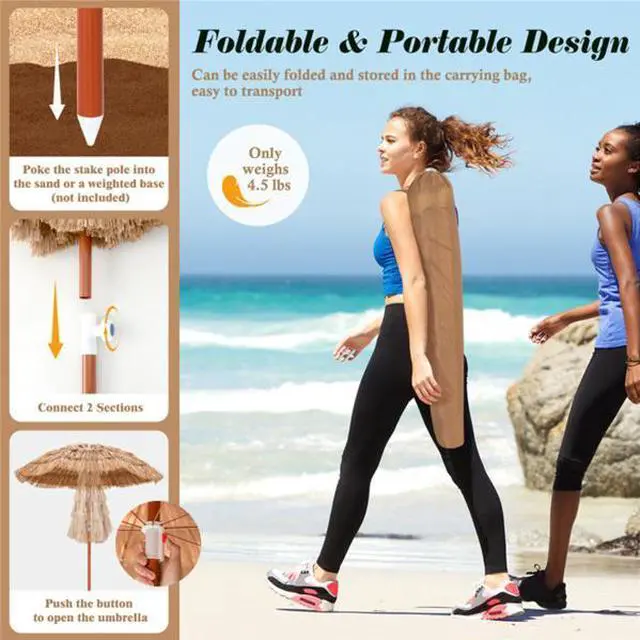 Alt view image 3 of 7 - FstNiceTed 6 foot portable beach umbrella with adjustable tilt