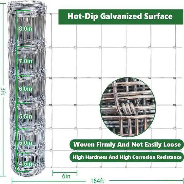 Main image of FstNiceTed Farm Fence 3ft x 164ft 14Gauge Heavy Zinc Coating Cattle Fence,Galvanized Field Wire Fencing Wire Fencing for Yard Livestock & Animals Protection