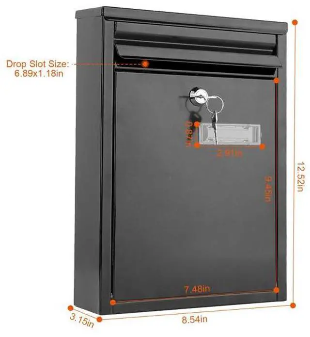 Alt view image 2 of 7 - FstNiceTed Wall Mount Mailbox Lockable Galvanized Iron Letter Post Box Locking Security Drop Box with 2 Keys for Outside Home Office