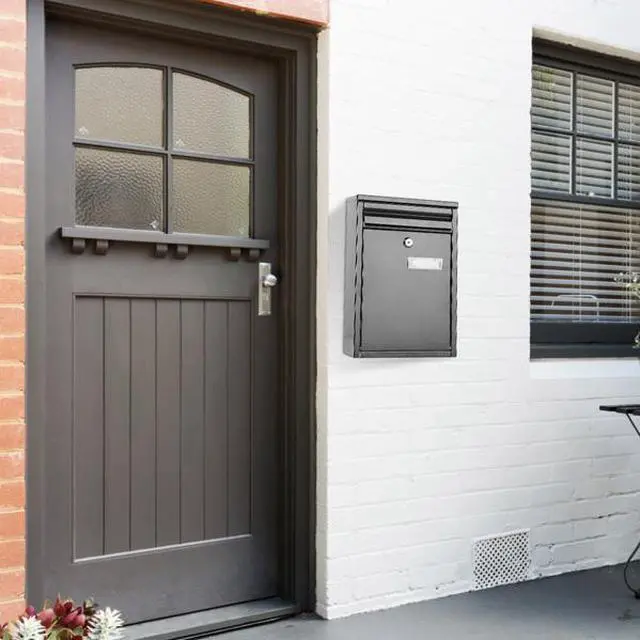Alt view image 7 of 7 - FstNiceTed Wall Mount Mailbox Lockable Galvanized Iron Letter Post Box Locking Security Drop Box with 2 Keys for Outside Home Office