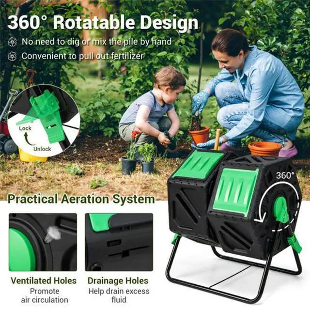 Alt view image 3 of 5 - FstNiceTed 130L Garden Compost Tumbler with Sliding Doors