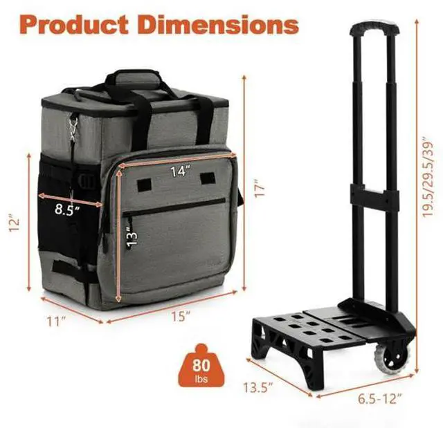Alt view image 4 of 7 - FstNiceTed 40 L Large Capacity Cooler Bag with Detachable Bottom Plate Gray