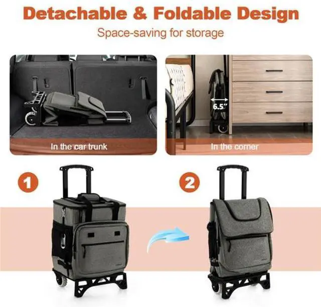 Alt view image 7 of 7 - FstNiceTed 40 L Large Capacity Cooler Bag with Detachable Bottom Plate Gray