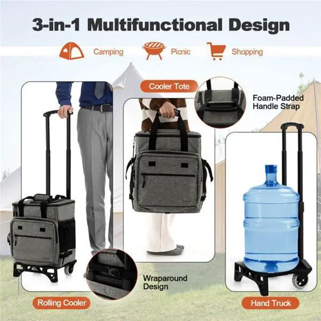 Alt view image 3 of 7 - FstNiceTed 40 L Large Capacity Cooler Bag with Detachable Bottom Plate Gray