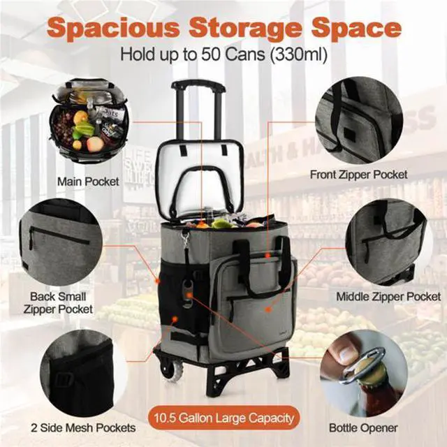 Alt view image 6 of 7 - FstNiceTed 40 L Large Capacity Cooler Bag with Detachable Bottom Plate Gray