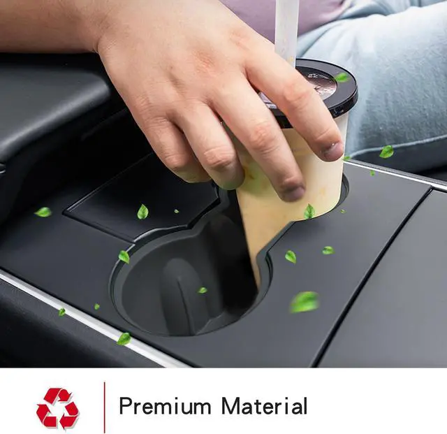 Alt view image 4 of 7 - Tesla Model 3 Center Console Cup Holder Inserts for 2021 Model 3/Y TPE Car Interior Accessories Fit Bottle & Cell Phone (2 Cup Black)