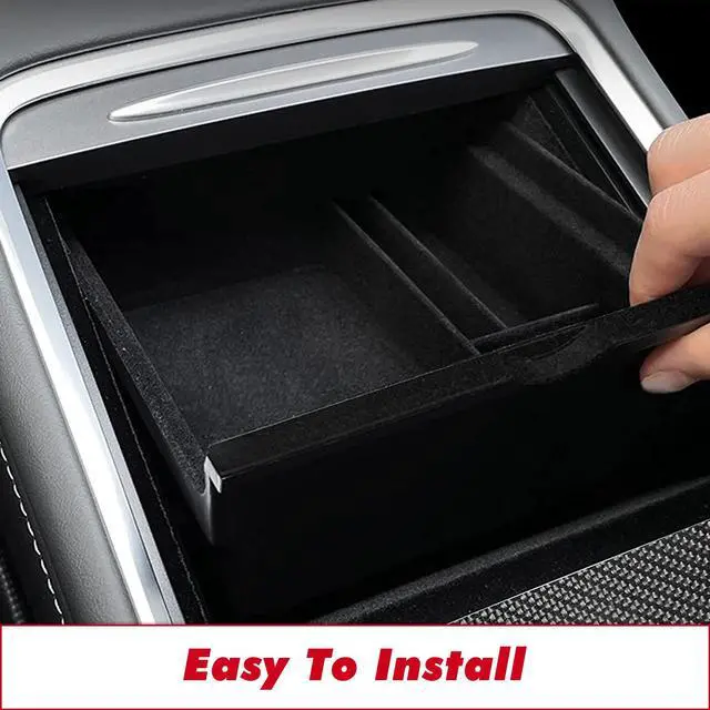 Alt view image 5 of 7 - Arcoche Tesla Center Console Organizer Tray fit 2021 Model 3 Model Y Storage Box ABS Armrest Accessories Interior Parts (Flocked)