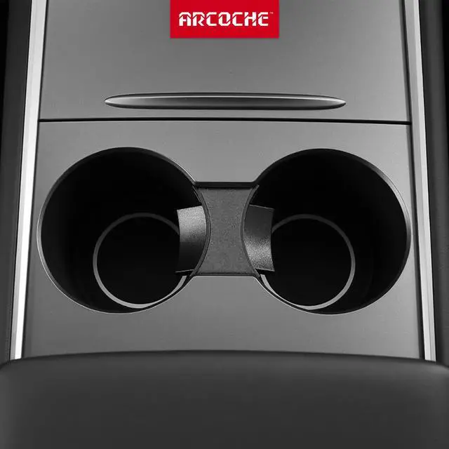 Alt view image 6 of 6 - Tesla Model 3 Center Console Cup Holder Inserts for 2021 Model 3/Y TPE Car Interior Accessories Fit Bottle & Cell Phone (Gray Insert)