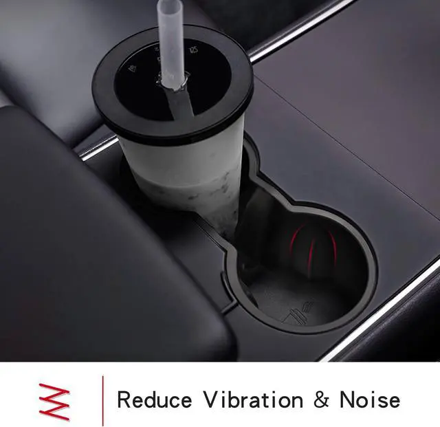 Alt view image 2 of 7 - Tesla Model 3 Center Console Cup Holder Inserts for 2021 Model 3/Y TPE Car Interior Accessories Fit Bottle & Cell Phone (2 Cup Black)