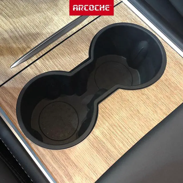 Alt view image 7 of 7 - Tesla Model 3 Center Console Cup Holder Inserts for 2021 Model 3/Y TPE Car Interior Accessories Fit Bottle & Cell Phone (2 Cup Black)