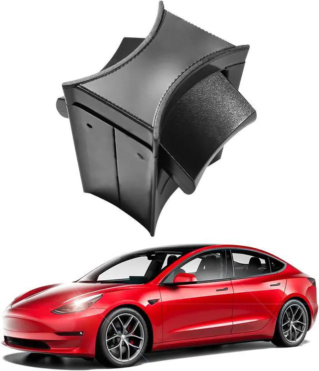 Main image of Tesla Model 3 Center Console Cup Holder Inserts for 2021 Model 3/Y TPE Car Interior Accessories Fit Bottle & Cell Phone (Black Insert)