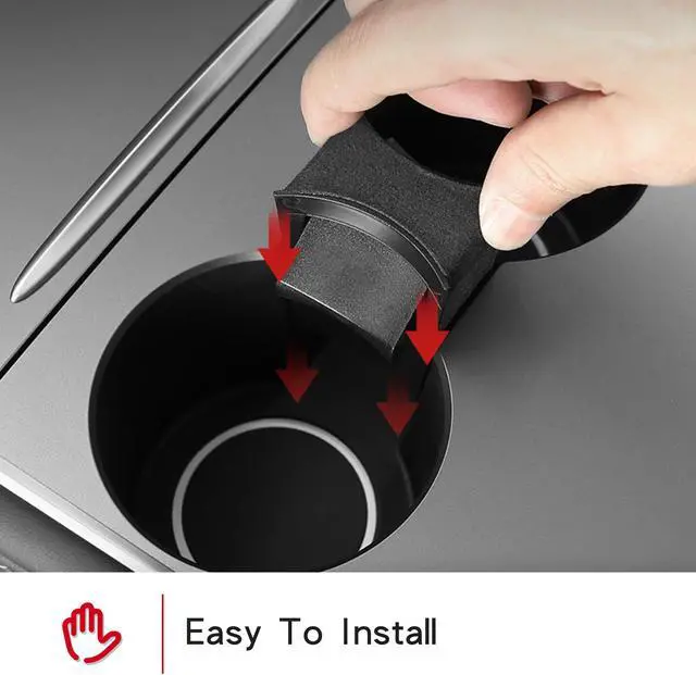 Alt view image 3 of 6 - Tesla Model 3 Center Console Cup Holder Inserts for 2021 Model 3/Y TPE Car Interior Accessories Fit Bottle & Cell Phone (Gray Insert)