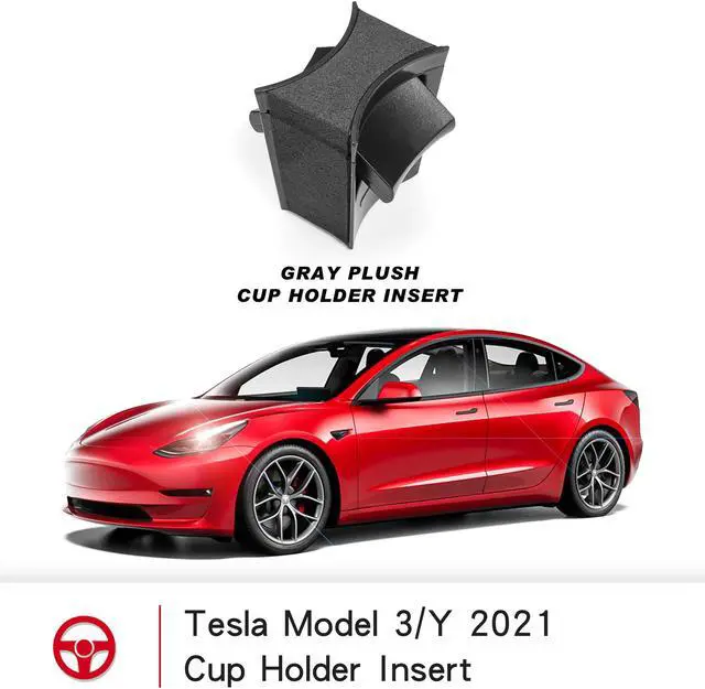 Alt view image 5 of 6 - Tesla Model 3 Center Console Cup Holder Inserts for 2021 Model 3/Y TPE Car Interior Accessories Fit Bottle & Cell Phone (Gray Insert)