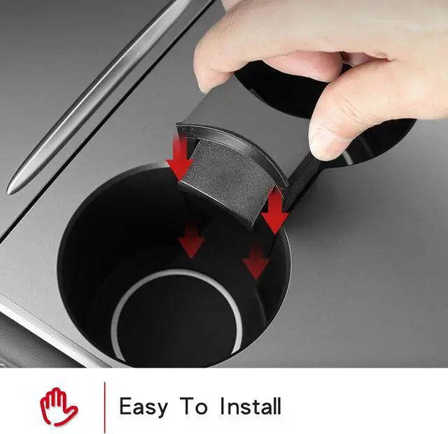 Alt view image 4 of 7 - Tesla Model 3 Center Console Cup Holder Inserts for 2021 Model 3/Y TPE Car Interior Accessories Fit Bottle & Cell Phone (Black Insert)