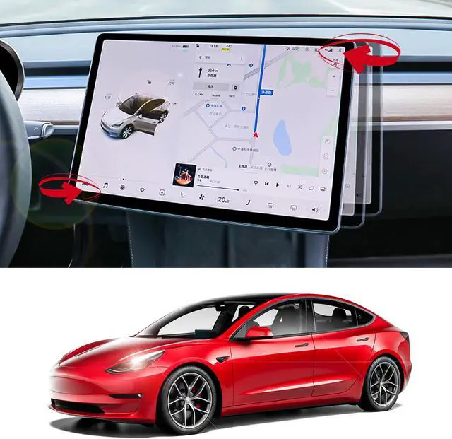 Main image of Tesla Model 3 Screen Rotating Holder Center Console Navigation Screen Rotation Holder Silver Bracket for 2021 Model 3 Model Y Accessories