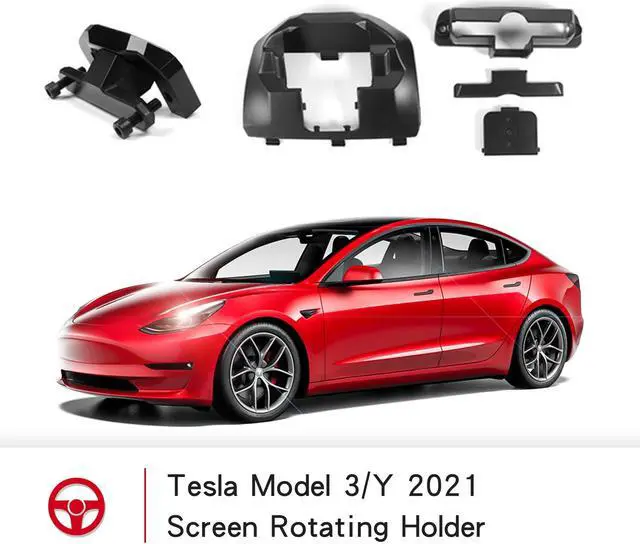 Alt view image 6 of 6 - Tesla Model 3 Screen Rotating Holder Center Console Navigation Screen Rotation Holder Silver Bracket for 2021 Model 3 Model Y Accessories