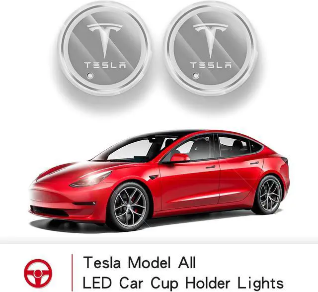 Alt view image 7 of 7 - Tesla LED Car Cup Holder Lights, 7 Colors Changing USB Mat Luminescent Cup Pad,Interior Decoration Atmosphere Decal Lamp for Model 3/Y/S/X(2Pcs)