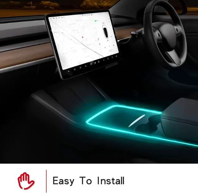 Alt view image 5 of 7 - Tesla Model 3 Neon Light Tubes RGB Interior LED Strip Lights with App Controller for Center Console Decoration Multi Color