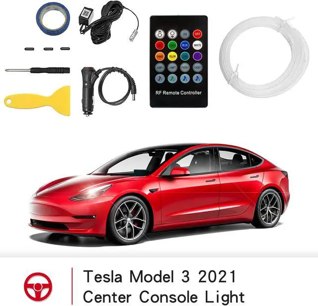 Alt view image 7 of 7 - Tesla Model 3 Neon Light Tubes RGB Interior LED Strip Lights with App Controller for Center Console Decoration Multi Color