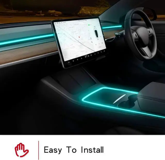 Alt view image 5 of 7 - Arcoche Tesla Model 3 Y Neon Light Tubes RGB Interior LED Strip Lights with App Controller and Remote Controller for Center Console Decoration Multi Color for 2021 Model Y 3