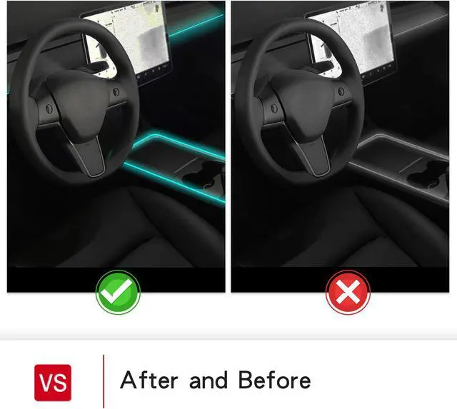 Alt view image 6 of 7 - Arcoche Tesla Model 3 Y Neon Light Tubes RGB Interior LED Strip Lights with App Controller and Remote Controller for Center Console Decoration Multi Color for 2021 Model Y 3