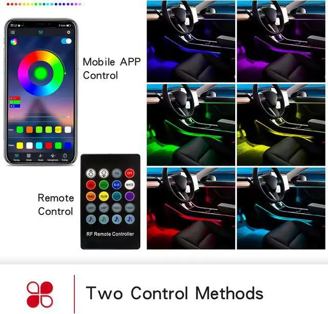 Alt view image 3 of 7 - Arcoche Tesla Model 3 Y Neon Light Tubes RGB Interior LED Strip Lights with App Controller and Remote Controller for Center Console Decoration Multi Color for 2021 Model Y 3