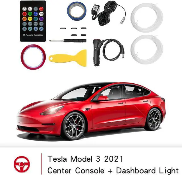 Alt view image 7 of 7 - Arcoche Tesla Model 3 Y Neon Light Tubes RGB Interior LED Strip Lights with App Controller and Remote Controller for Center Console Decoration Multi Color for 2021 Model Y 3