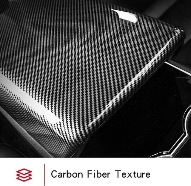 Alt view image 3 of 7 - Tesla Model 3 Center Console Armrest Panel Box Cover Modification Accessories Decoration Custom Fit 2021 Model 3/Y (Carbon Fiber)