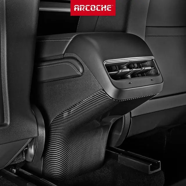 Alt view image 2 of 6 - Tesla Interior Panel Car Anti-Kick ABS Cover for Model 3 Y 2017-2021 at The Bottom of The Air Outlet Protective Wrap Interior Accessories (Carbon Fiber)