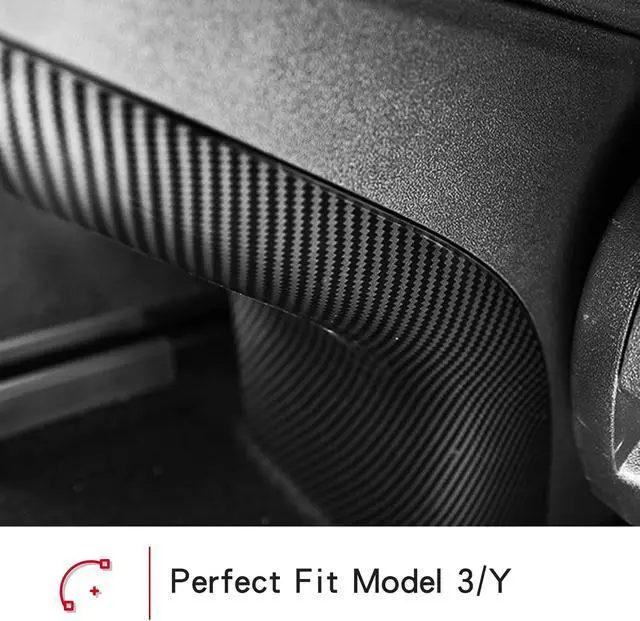 Alt view image 4 of 6 - Tesla Interior Panel Car Anti-Kick ABS Cover for Model 3 Y 2017-2021 at The Bottom of The Air Outlet Protective Wrap Interior Accessories (Carbon Fiber)