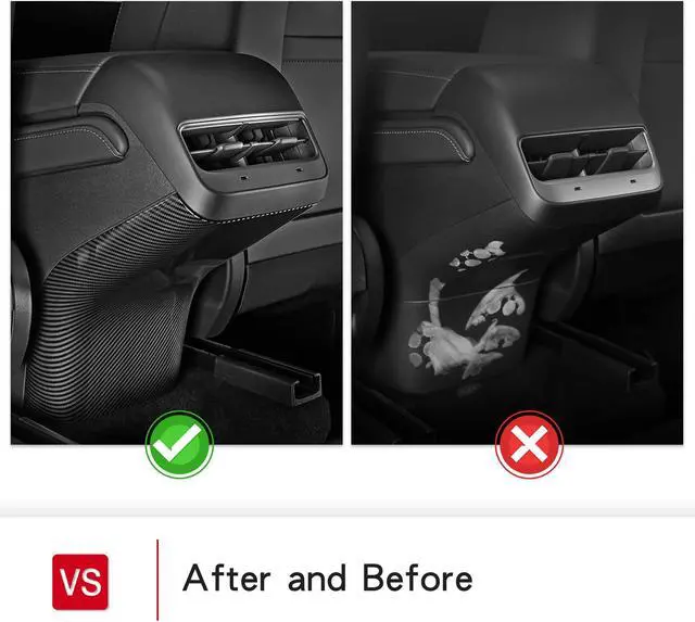 Alt view image 5 of 6 - Tesla Interior Panel Car Anti-Kick ABS Cover for Model 3 Y 2017-2021 at The Bottom of The Air Outlet Protective Wrap Interior Accessories (Carbon Fiber)