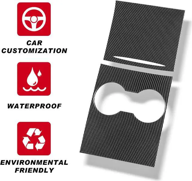 Alt view image 2 of 7 - Arcoche Center Console Cover for 2021 Tesla Model 3 Model Y Accessories ABS & Stainless Steel Car Interior Decoration Wrap(Matte Black) Carbon Fiber