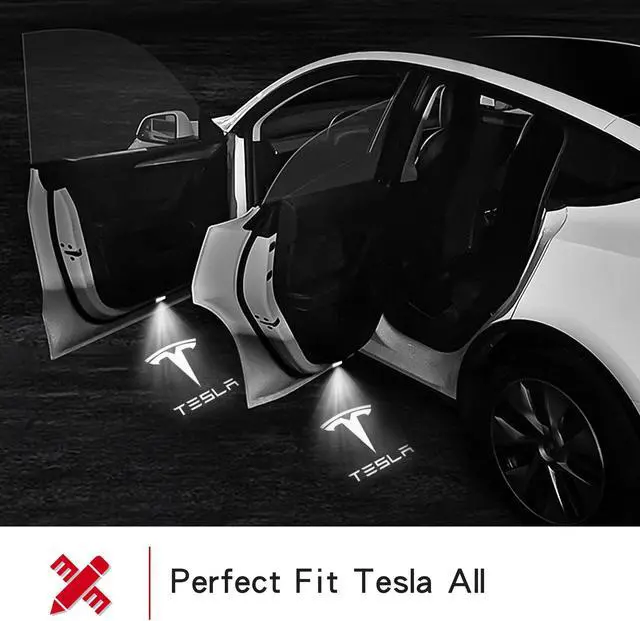 Alt view image 2 of 6 - Tesla Model 3 LED Logo Projector Puddle Lights,Model Y&S&X Car Door Light Accessories with T Letter 2 Pack (White Light)