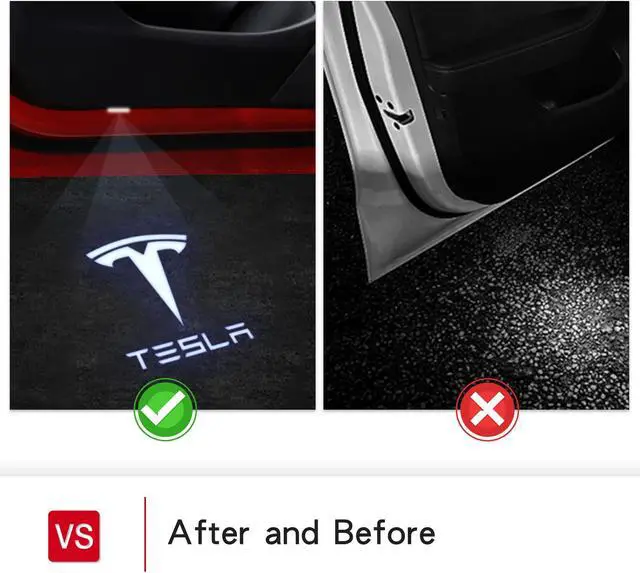 Alt view image 5 of 6 - Tesla Model 3 LED Logo Projector Puddle Lights,Model Y&S&X Car Door Light Accessories with T Letter 2 Pack (White Light)
