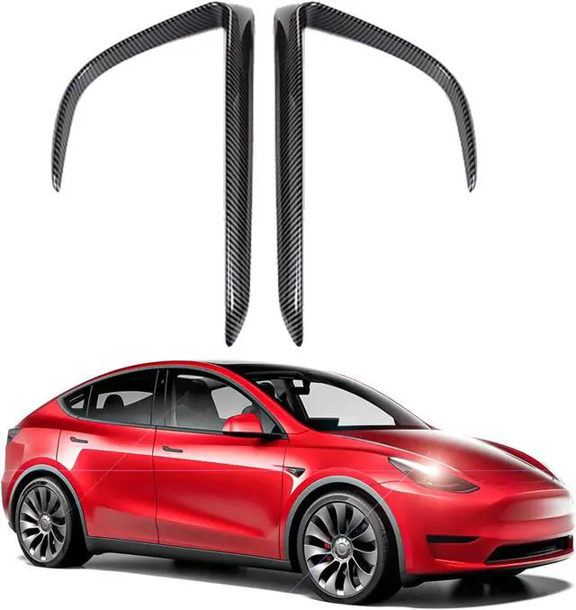 Main image of Tesla Model 3 Front Fog Light Trim Cover Fog Lamp Frame Blade Trim Eyebrow Spoiler Accessories for 2017 2018 2019 2020 2021 Model 3(Glossy Carbon Fiber)