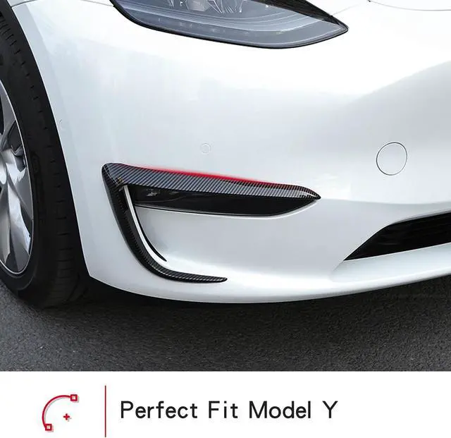 Alt view image 4 of 7 - Tesla Model 3 Front Fog Light Trim Cover Fog Lamp Frame Blade Trim Eyebrow Spoiler Accessories for 2017 2018 2019 2020 2021 Model 3(Glossy Carbon Fiber)