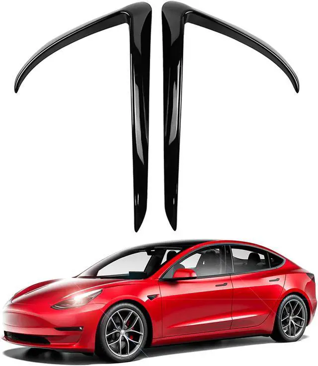 Main image of Tesla Model 3 Front Fog Light Trim Cover, Fog Lamp Frame Blade Trim Eyebrow Spoiler for All Model 3(Black)