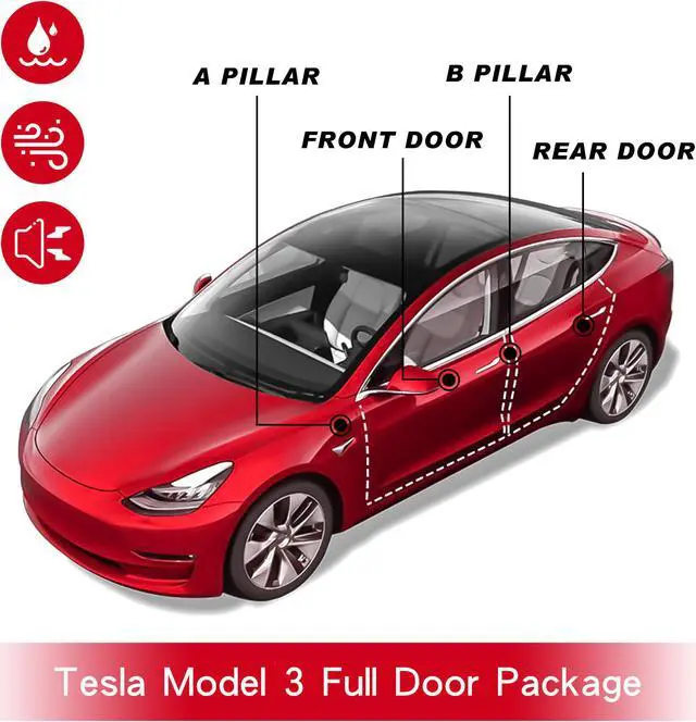 Alt view image 2 of 7 - Arcoche Tesla Model 3 Door Seal Kit Soundproof Strip Sound Reduction Kit Rubber Weather Draft Seal Strip