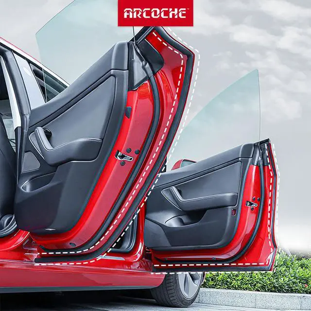 Alt view image 4 of 7 - Arcoche Tesla Model 3 Door Seal Kit Soundproof Strip Sound Reduction Kit Rubber Weather Draft Seal Strip