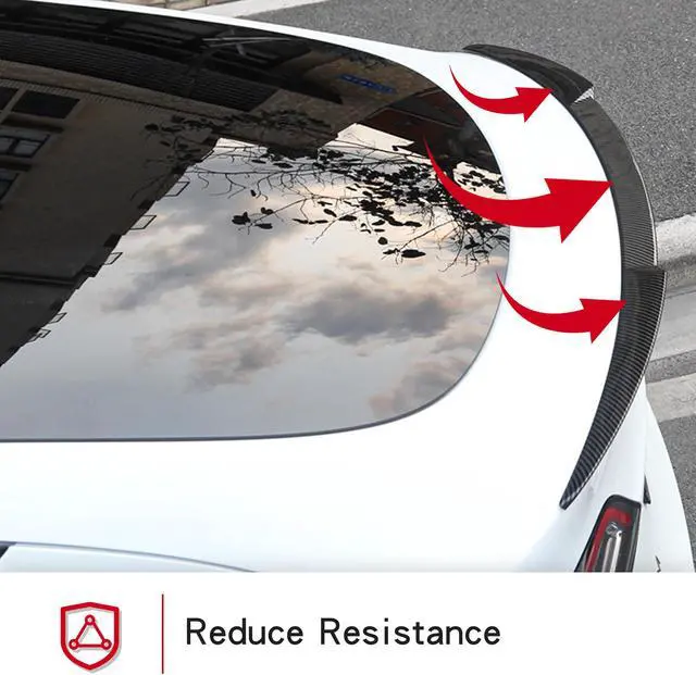 Alt view image 4 of 7 - Tesla Model Y Spoiler Wing Performance Rear Trunk Lip Tail Lid for Tesla Model Y Accessories (Glossy Carbon Fiber)