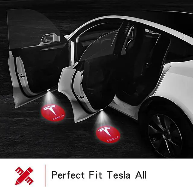 Alt view image 2 of 6 - Tesla Model 3 LED Logo Projector Puddle Lights,Model 3/Y/S/X Car Door Light Accessories 2 Pack(Red Light)