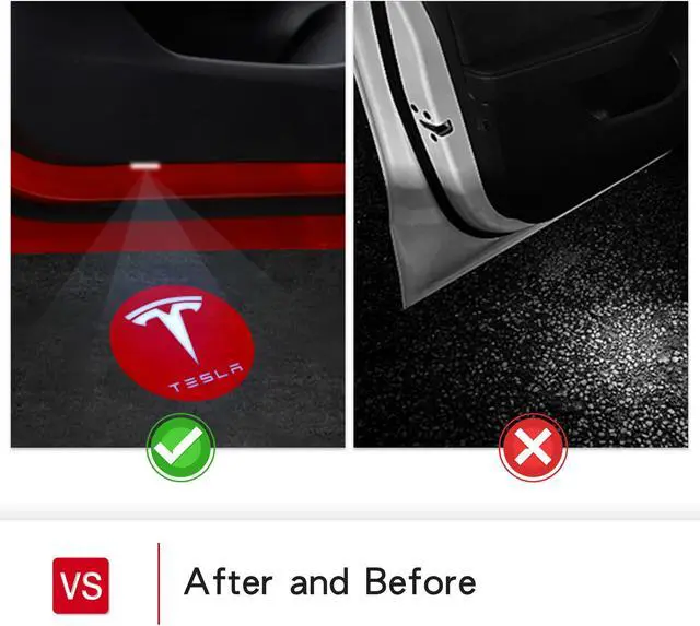 Alt view image 5 of 6 - Tesla Model 3 LED Logo Projector Puddle Lights,Model 3/Y/S/X Car Door Light Accessories 2 Pack(Red Light)