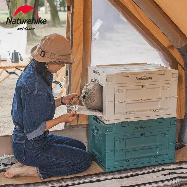 Alt view image 3 of 7 - Naturehike PP Folding Storage Box Outdoor Portable Camping Tent Camping Folding Box Table Equipment Gray 50L