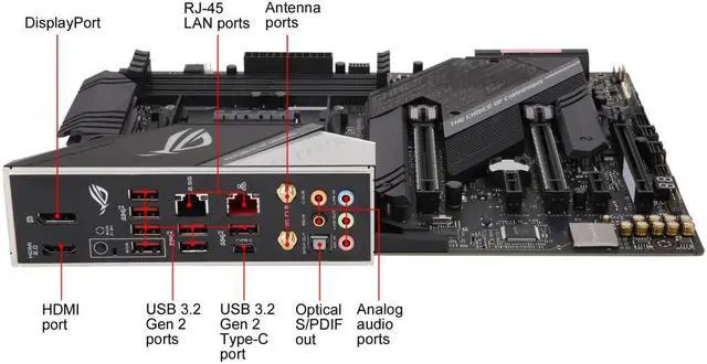 Alt view image 7 of 8 - ASUS ROG STRIX X570-E GAMING Asus ROG STRIX X570-E GAMING Socket AM4/ AMD X570/ DDR4/ 3-Way CrossFireX  and  2-Way SLI/ SATA3 and USB3.2/ M.2/ WiFi+Bluetooth/ A and V and GbE/ ATX Motherboard